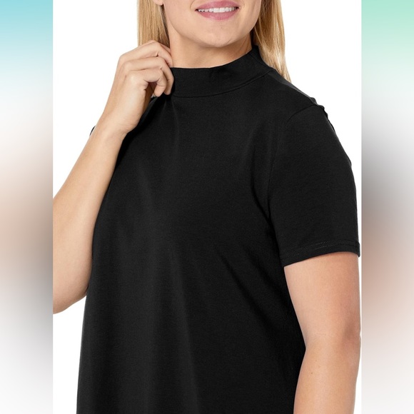 Milumia Women's Casual Mock Neck T Shirt Dress Plain Short Sleeve Loose Swing - Picture 4 of 7